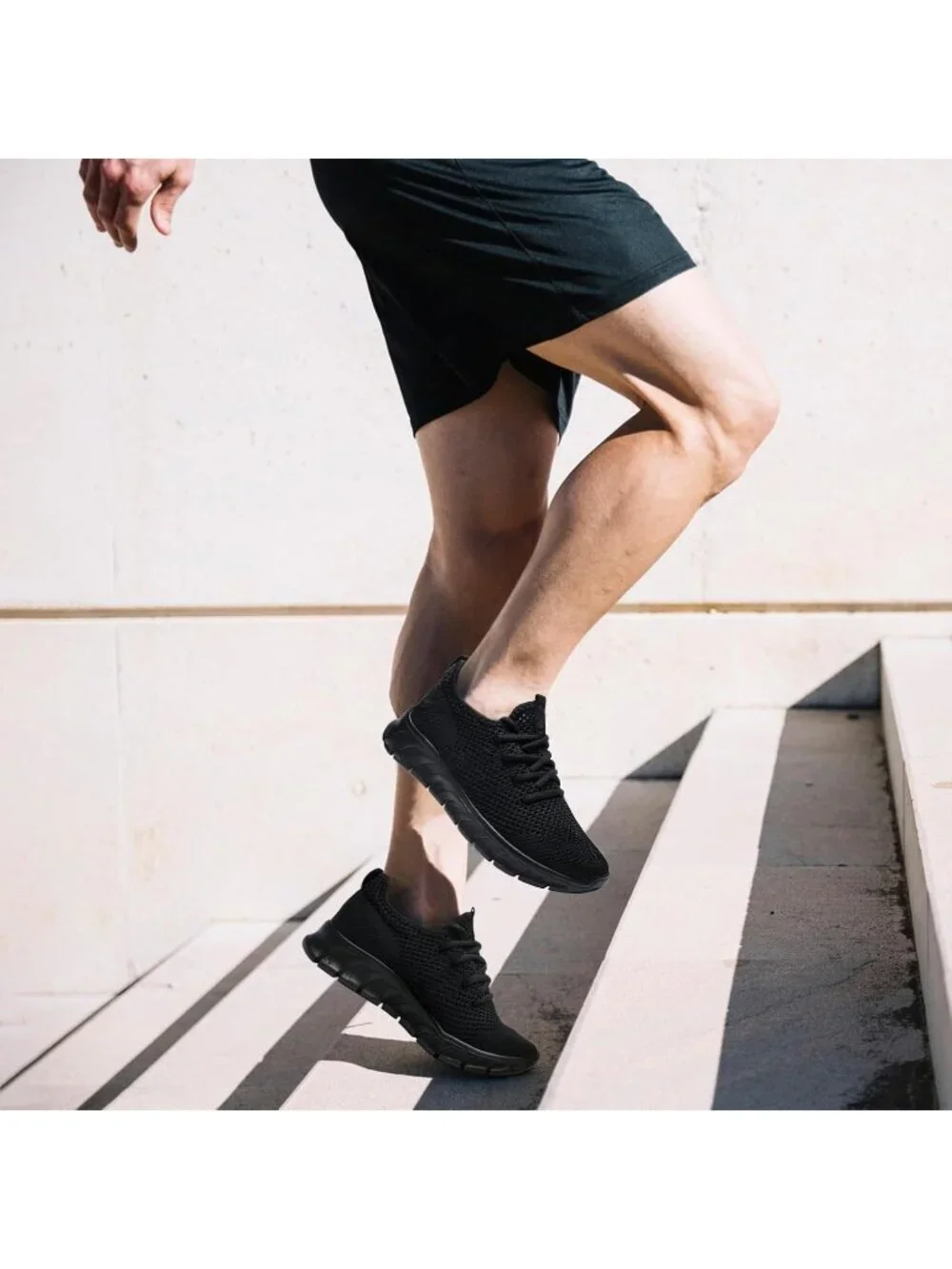 Men's Black Running Shoes Slip On Tennis Walking Sneakers Workout Sport Shoes